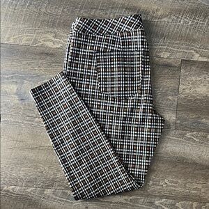 SO High Rise Plaid Leggings - White, Brown, Orange